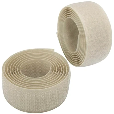 Imagen de AERZETIX C65952 Cinta/rollo de scratch 25mm 1 metro auto agarre organizador/sujetacables tira enganche bolsa prenda correa color: beige claro en poliamida y poliéster
