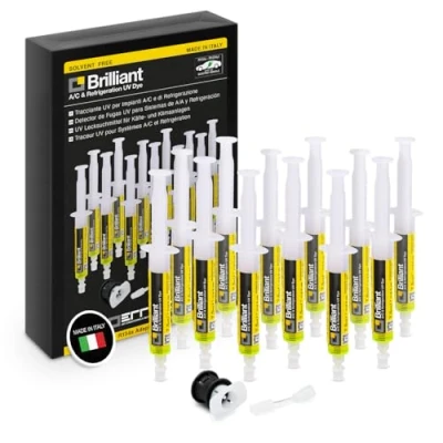 Imagen de Errecom Brilliant 12 x 7,5, Detector Fluoresciente UV para localizar las Fugas de Gas Refrigerante en los Sistemas Aire Acondicionado Automóviles + adattator R134a