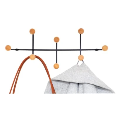 Imagen de simplywire Perchero de pared 8 ganchos madera Negro
