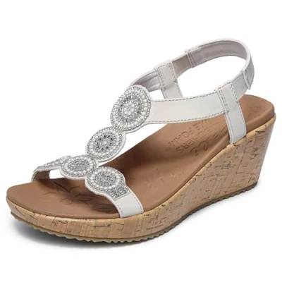 Imagen de Skechers Women&#039;s Slingback Wedge Sandal, Off White, 9.5 B (M)
