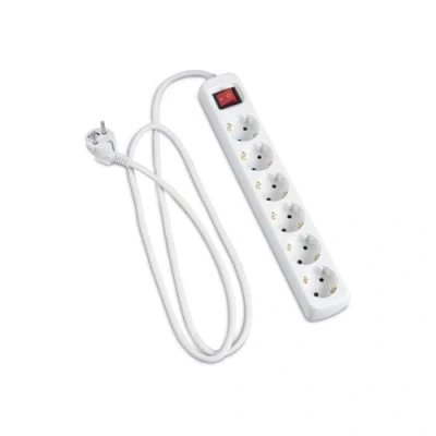 Imagen de Regleta Blanca de 6 Tomas schuko con Interruptor, 1.5 m H5VV F 3G1.5m㎡, Base