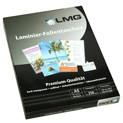 Imagen de LMG lmga5 250 plastificar A5, 154 x 216 mm, 2 micras, 100 unidades)