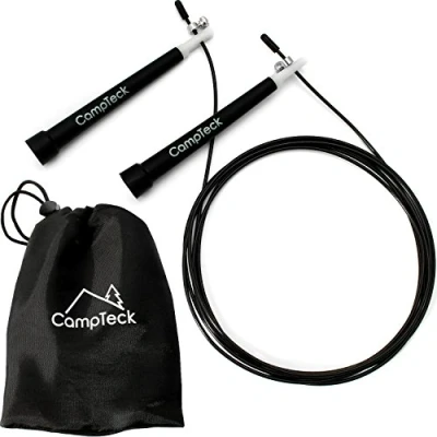 Imagen de CampTeck U6576 3m Cuerda Saltar de Velocidad Ajustable Acero Cable Jumping Rope con Rodamiento Bolas para Fitness Ejercicio, Entrenamiento