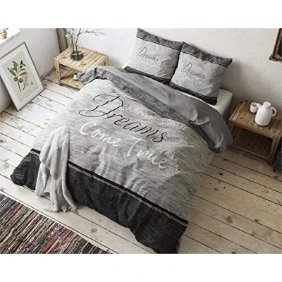 Imagen de Sleep Time Funda Nórdica 100% Algodón, True Dreams, Gris, Cama 120, 200cm x 200cm, con 2 de Almohada 80cm