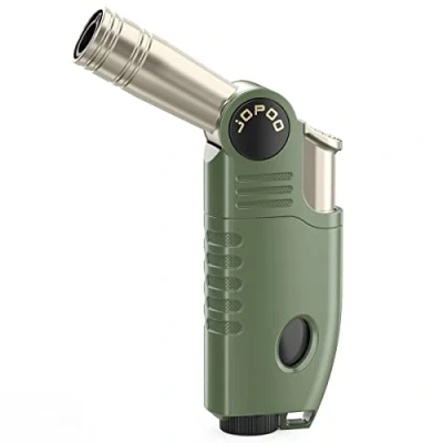 Imagen de JOPOO Encendedor de gas butano recargable, para barbacoa, camping, al aire libre, resistente viento (se vende sin gas)