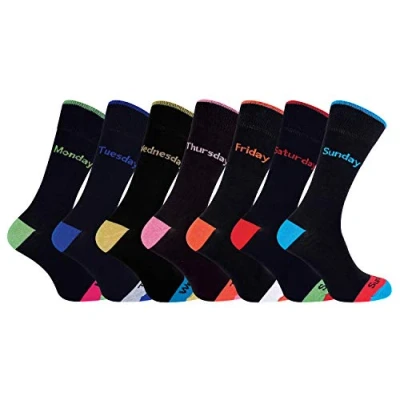 Imagen de Sock Snob Medias de fútbol para hombre Negro Days of the Week 39 46
