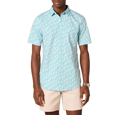 Imagen de Amazon Essentials Camisa de Popelín Manga Corta y Ajuste Entallado Hombre, Azul Agua, L