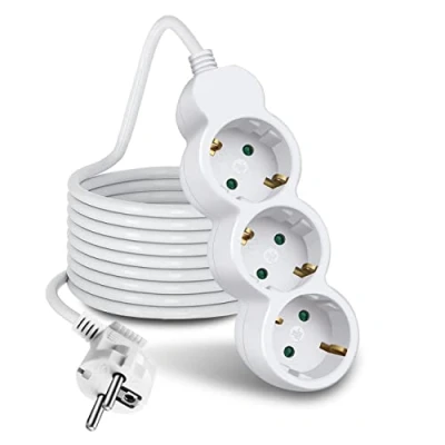 Imagen de EXTRASTAR Regleta Alargador de 3 Metros con Enchufes, Tomas para el hogar, Oficina y Viajes, Blanco 1Pc