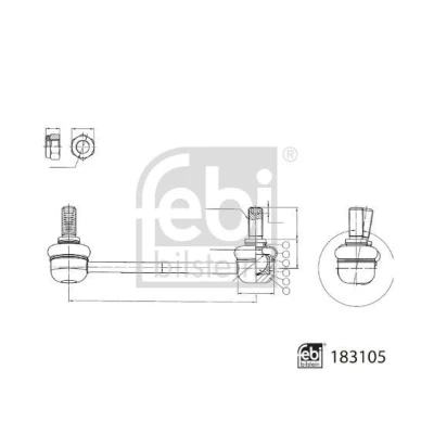 Imagen de FEBI BILSTEIN 183105 Bieleta de suspensión Eje delantero, izquierda 160 M12 x 1,25 con tuerca autofijadora Acero
