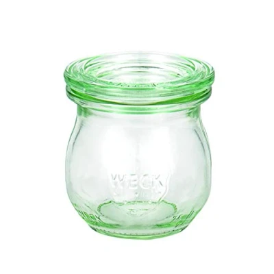 Imagen de Weck 49854 Set de conservas tarros con Forma tulipán Mini 75 ml, 12 Anillos 89 x 52 mm, 24 Pinzas, 2 Tapas cartón 40 Cristal, Rojo