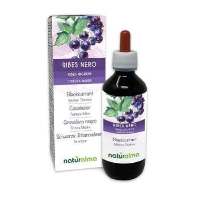 Imagen de Grosellero negro (Ribes nigrum) hojas y frutos Tintura Madre sin alcohol Naturalma Extracto líquido gotas 200 ml Complemento alimenticio Vegano