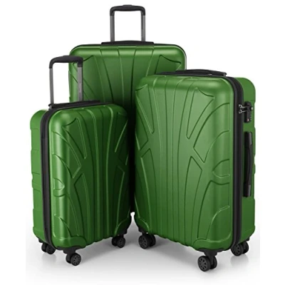Imagen de Suitline Juego de 3 Maletas, Maleta Viaje Trolley, Maletas Carcasa Dura, TSA, (55 cm, 66 76 cm), 100% ABS, Mate, Verde