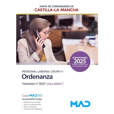 Imagen de Ordenanza (Grupo V de Personal Laboral) La Junta Comunidades Castilla Mancha. Temario volumen 1 y test