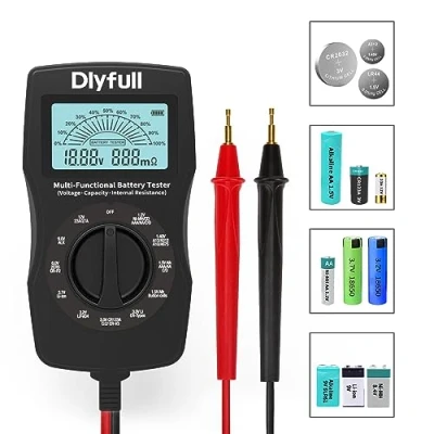 Imagen de Dlyfull Comprobador de batería universal LCD LCD, medidor digital profesional para baterías, pilas, pilas botón, etc., capacidad exacta la batería, voltaje resistencia interna, B3