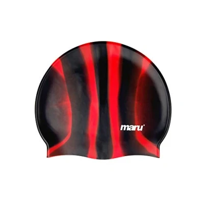 Imagen de Maru A4412 Gorro de Natacion, Adultos Unisex, Black/Red, Un tamaño