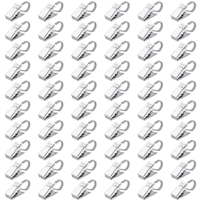 Imagen de 60 Piezas Clips de Gancho Clip Cortina Acero Inoxidable para Cortinas Ducha Cadena Luces Fotos Manualidades Decoración Hogar Plata