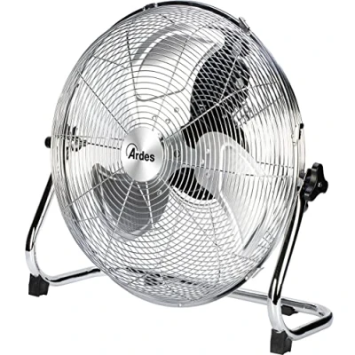 Imagen de Ardes AR5C40B Ventilador de Suelo Silencioso 3 Palas BOXCHROME 40 Cromado con Inclinación Vertical y Mando Manual Pequeño Velocidades