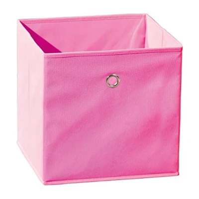 Imagen de Inter Link Caja de almacenaje plegable Portaobjetos tela para separador ambientes o estantería 32 x cm Con orificio el dedo Winny Rosa