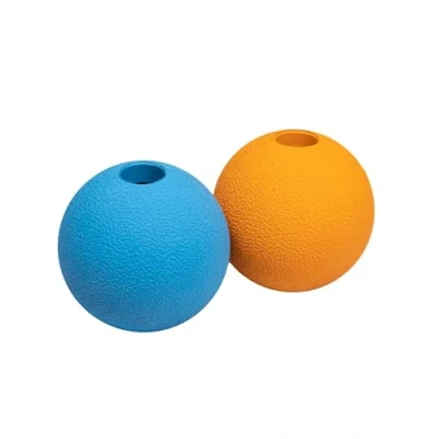 Imagen de Amazon Basics Pack de 2 pelotas goma para que jueguen los perros, 7.6 cm, Unidad, Paquete 1, Azul, Naranja