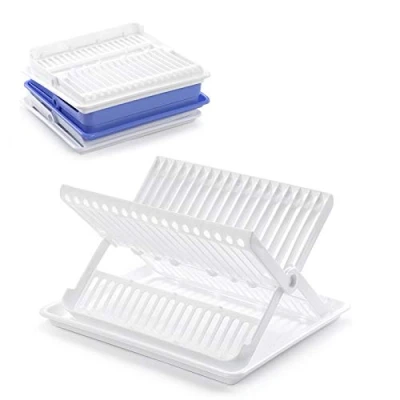 Imagen de PLASTIFIC escurridor de platos plegable con bandeja goteo para cubiertos (blanco)