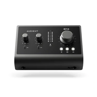 Imagen de Audient Interfaz de audio iD14 MKII, 2 preamplificadores micrófono clase a (Interfaz alto rendimiento, USB C, mezcla monitores y función panorámica monitores) negro