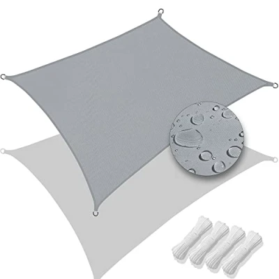 Imagen de VOUNOT Toldo Vela de Sombra Rectangular 3 x 4 m, Parasol Terraza Protección Rayos UV Impermeable, para Exterior, Jardín, Patio, Gris