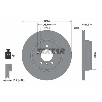 Imagen de TEXTAR PRO 92123103 Disco de freno 324 20 05/06 120 ventilación externa revestido sin perno sujeción rueda, buje rueda BMW: 7