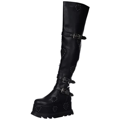 Imagen de LAMODA Sonnet, Botas por Encima de la Rodilla Mujer, Corazón Negro y Negro, 36 EU