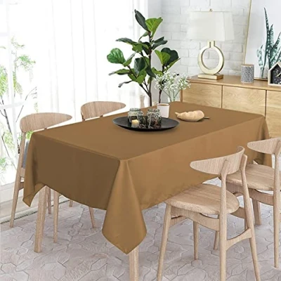 Imagen de SWR GREATOYAR Mantel Antimanchas Rectangular, Impermeable, Hule Mesa, Resistente, Lavable, Ideal para Interiores y Exteriores, Decoración de Marrón, Medida 140x180cm