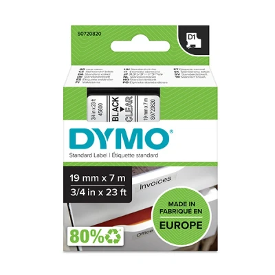 Imagen de Cinta Dymo D1 Para Máquina Labelmanager 19mm X 7m Negro transparente