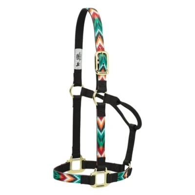 Imagen de Weaver Cuero Nylon Damasco no Ajustable Caballo Halter, n/a, Black Chevron, Average Horse