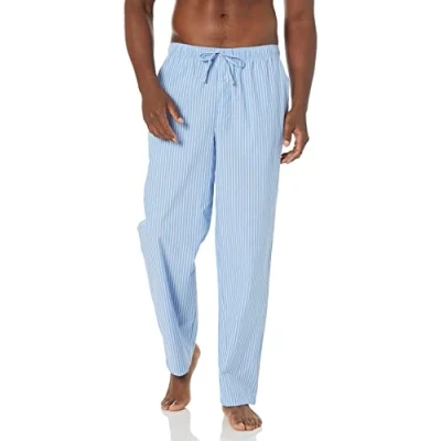 Imagen de Amazon Essentials Pantalón de Pijama Tejido Ajuste Recto Hombre, Azul Claro Rayas, S