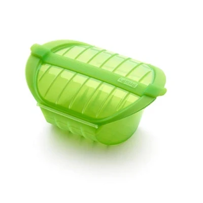 Imagen de Lékué Estuche Vapor hondo silicona platino, Verde, 1 2 personas