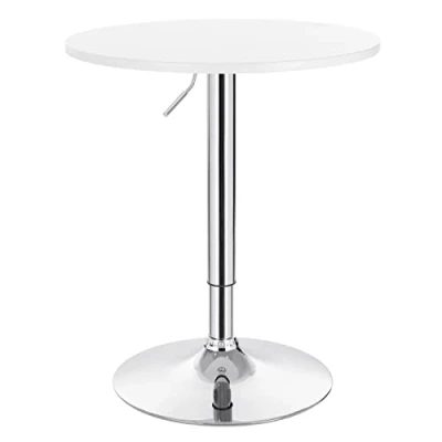 Imagen de WOLTU Mesa de Bar, Regulable en Altura, 360 Grados Giratorio, Hecha MDF, Redonda para Cocina, Blanco Redondo BT02ws
