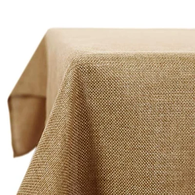 Imagen de Deconovo Mantel de Mesa Rectangular Efecto Lino 140 x 240 cm Marrón Claro