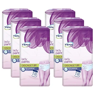 Imagen de Tena Lady Pantalones Discreta, ropa interior protectora para la incontinencia urinaria moderada/incontinencia, grande (L), 6 pack (6 x 5 piezas)
