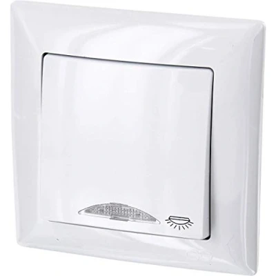 Imagen de Interruptor empotrado, símbolo de luz LED, abrazadera enchufe, todo en uno, serie G1 blanco puro