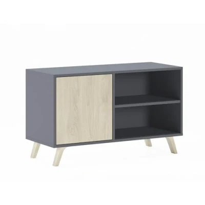 Imagen de Mueble Tv 100 Con Puerta Izquierda Salón Comedor Modelo Wind Color Estructura Gris Antracita Puccini 95x40x57cm .