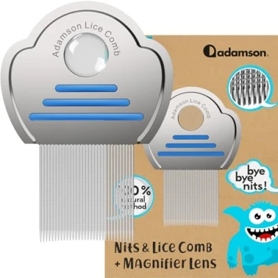 Imagen de Adamson Peine Piojos y Liendres Liendrera para Acero Inoxidable Niños Antipiojos Eficaz Duradero Fácil de Limpiar