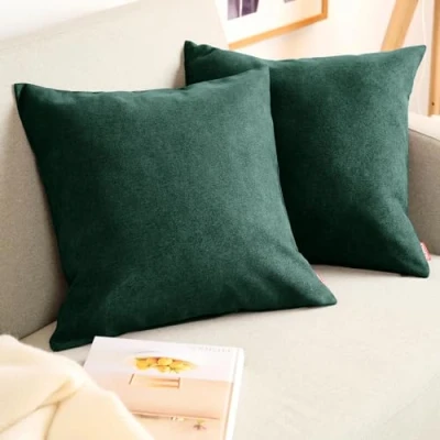 Imagen de Blumtal Juego de 2 Funda para cojín Chenilla Fundas Decorativas sofá con Cremallera Cubierta, Verde Botánico, 50 x cm