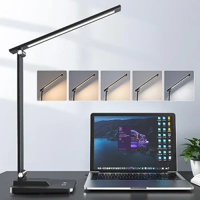 Imagen de One Fire Lampara Escritorio LED,500 Lumen Flexo LED Escritorio,15 Modos Escritorio,Lampara Plegable &amp; ajustable,Lampara de Mesa,Lampara Escritorio,Luz Lamparas