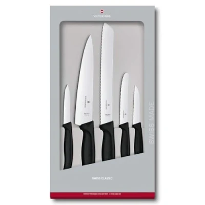 Imagen de Victorinox Swiss Classic juego de cuchillos cocina, 5 piezas, extra afilado, Swissmade, negro