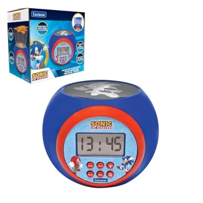 Imagen de Lexibook, Sonic The Hedgehog, Reloj Despertador con proyector, función de repetición y Alarma, luz Nocturna Temporizador, Pantalla LCD, Funcionamiento a Pilas, Azul, RL977SN