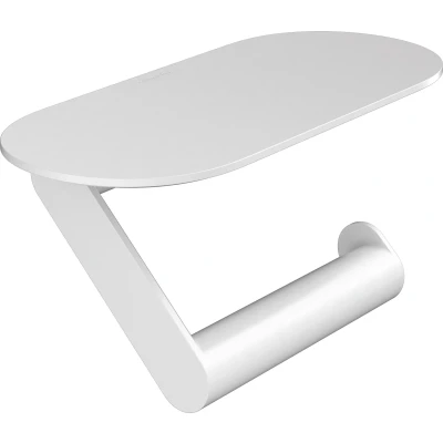 Imagen de hansgrohe WallStoris portarrollos papel higienico, soporte higienico con estante 23cm, accesorios baño sin taladro, blanco mate, 27928700