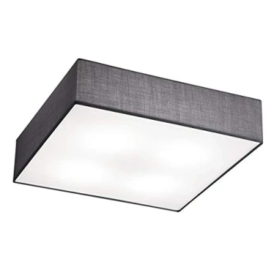 Imagen de Trio Lighting Embassy 603800487 Plafón LED Cuadrado, IP20, E27, 230 V, Color níquel Mate, 60 W, Gris, 50 x cm