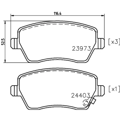 Imagen de HELLA 8DB 355 012 301 Juego de pastillas freno con avisador acústico desgaste tornillos pinza accesorios SUZUKI: SWIFT 3, Splash