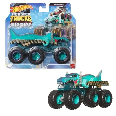 Imagen de Hot Wheels Monster Trucks Big Rigs Coche de Juguete con Ruedas Grandes Que transporta y remolca Otros vehículos, Modelos Surtidos, +3 años (Mattel HWN86)