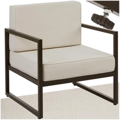 Imagen de TecTake® Conjunto Jardín Exterior de Acero, Sillones Terraza con Acolchado Grueso, Sillas Pies Ajustables, Muebles Exterior, Fundas Repelentes al Agua, Sofás para 1 Plaza