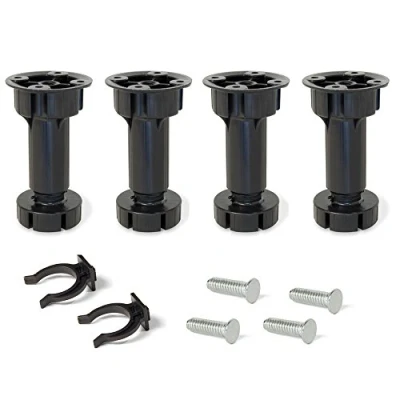 Imagen de EMUCA Patas Regulables para Muebles de Cocina o baño, Pack 4 pies Negros con Accesorios Montaje, H 150mm