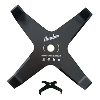 Imagen de Avalon Disco Curvado de 4 Puntas para desbrozadora (300 x 4,0 mm) Cuchilla Cortar principalmente Zarzas, Maleza Densa. Universal